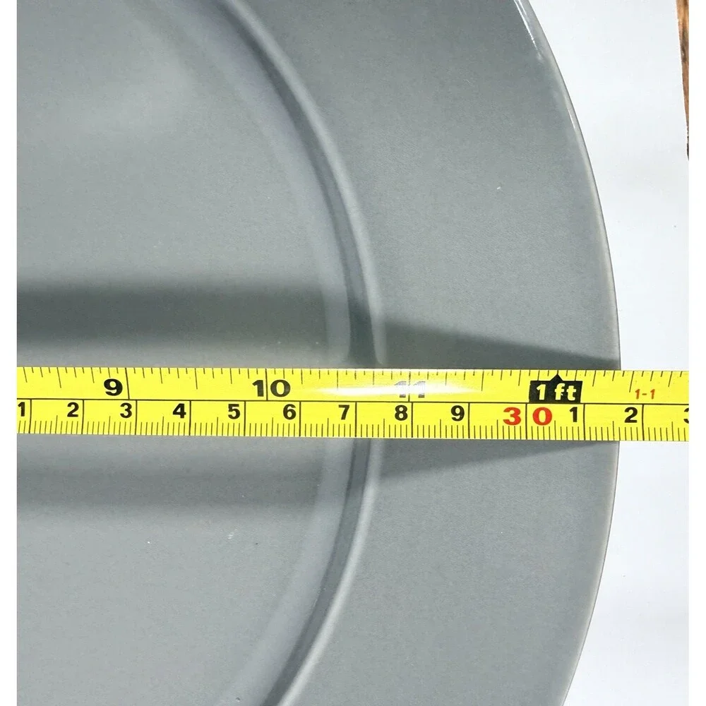 Restoration Hardware Dark Gray Chinese Porcelain 12.5” Dinner Plates Set Of 4